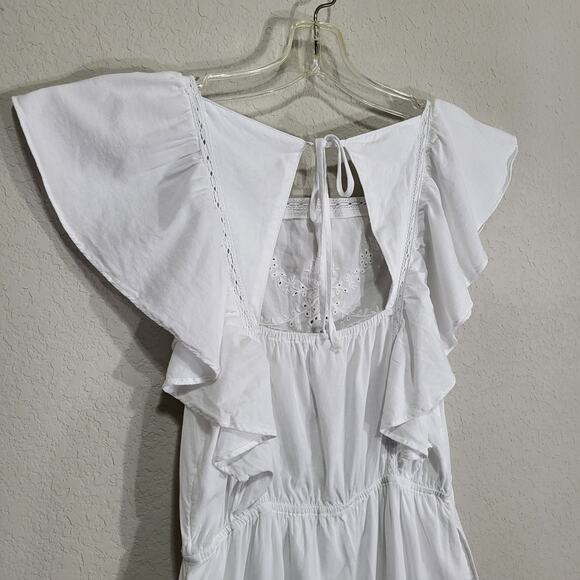 Old Navy Mini Dress Womens Medium White Casual Summer Sundress Girly Ruf… - Picture 12 of 13